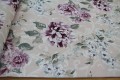 Tkanina dekoracyjna / zasłonowa /obrusowa - fioletowe piwonie i szare kwiatki na pudrowym beżu 14