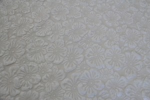 Żakard 3D, tkanina żakardowa - Kwiaty Ecru / Ivory 