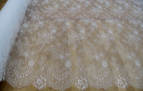 Koronka francuska w stylu boho -  panel 300cm x155cm -  biały