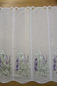 Zazdrostka haftowana - 70cm - biały / łąka, fioletowe kwiaty 
