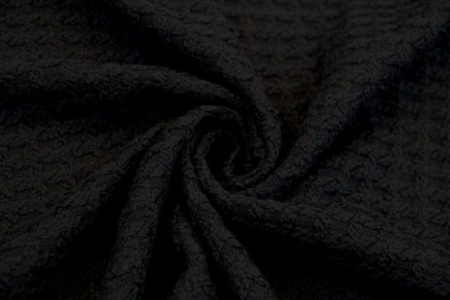 Tkanina strukturalna wełnopodobna "kostka" - czarny